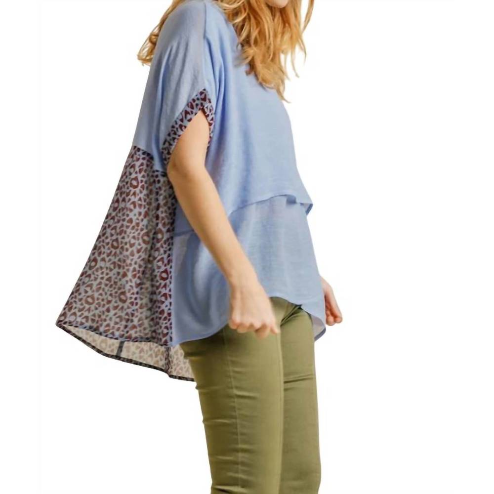 NEW UMGEE animal print layered top in blue - Picture 2 of 4